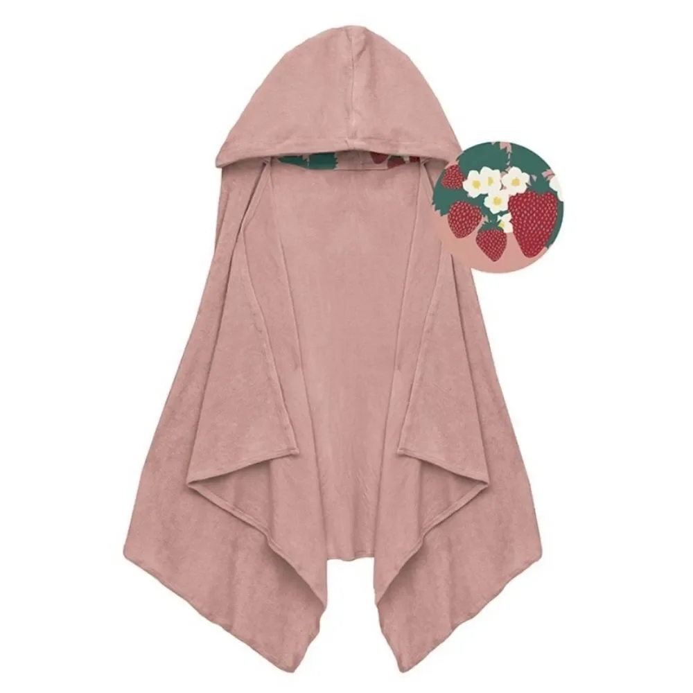 🔥clearancTerry Hooded Towel with Lined Hood in Blush with Blush Strawberry Farm